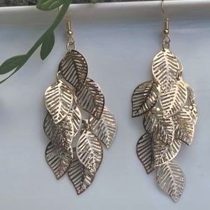 New Multiple Golden Feather Earrings